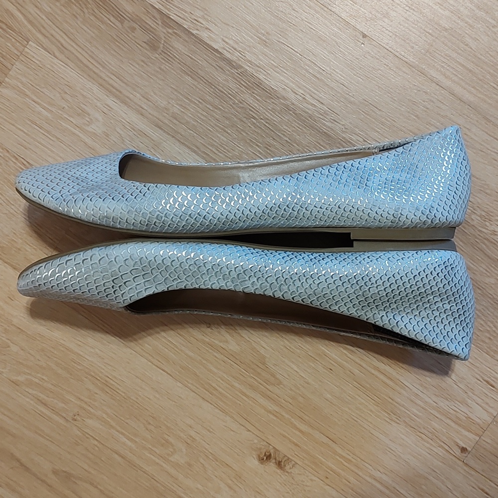 Pretty Mix No. 6 Danzey Ballet Flats Cream & Silver Shimmery Snakeskin Size 9.5 - Picture 3 of 7